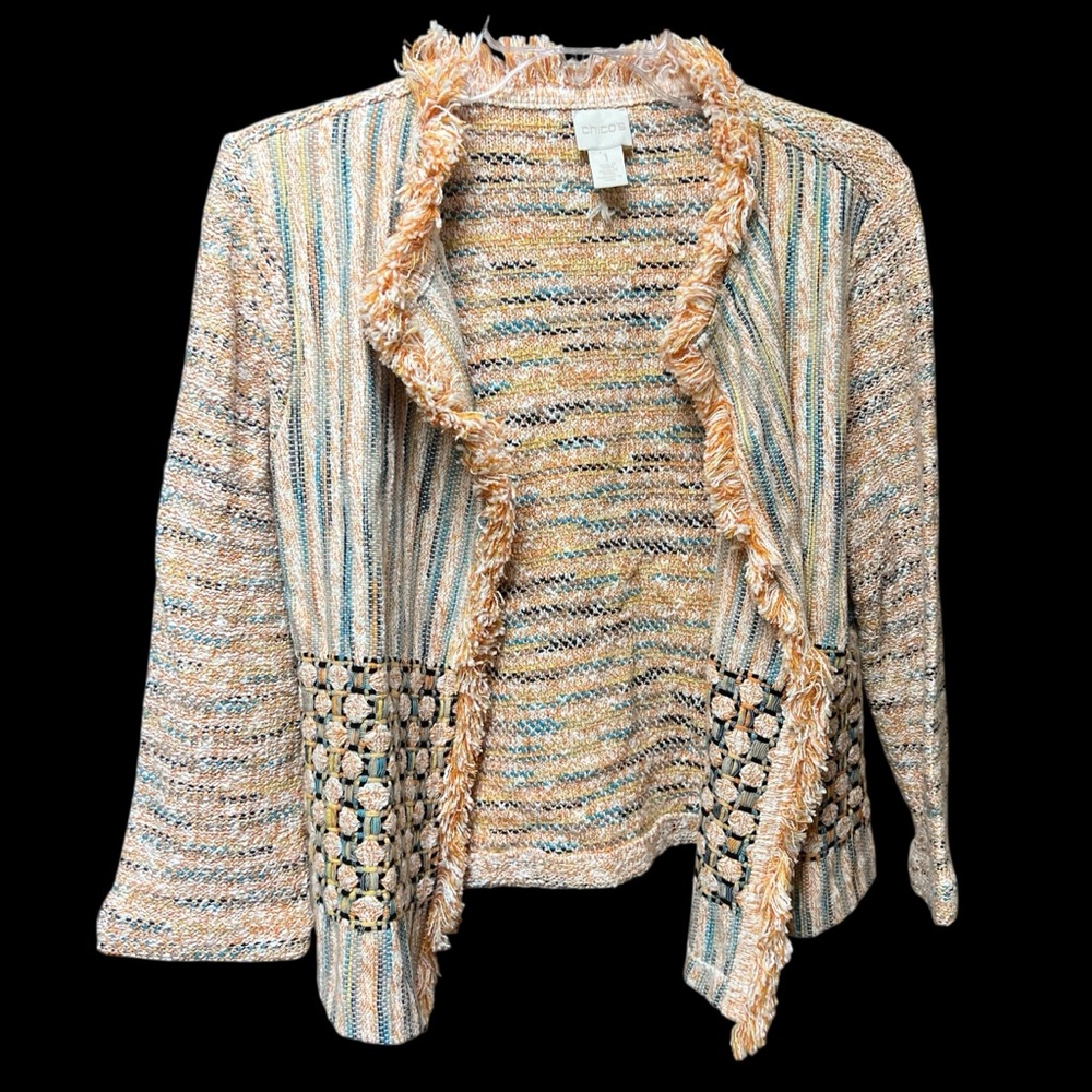 Chico's Multicolor Fringed Cardigan